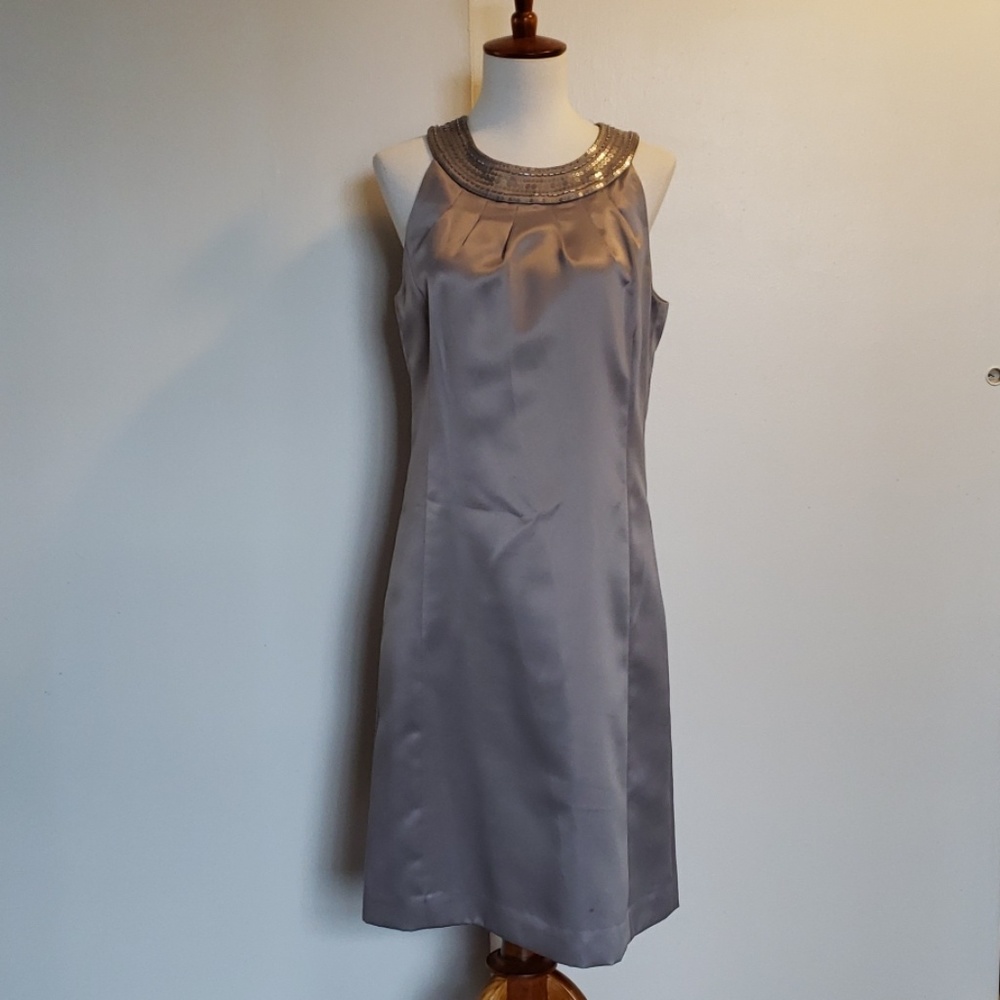 Ann Taylor Loft silver w/ sequin cocktail dress